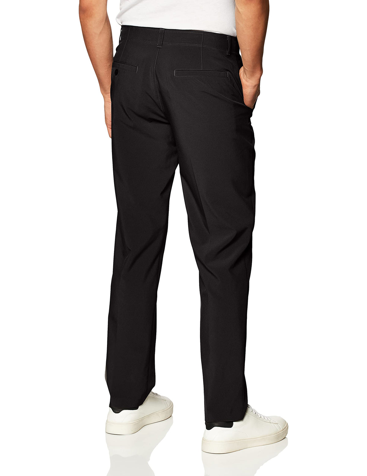 Jack Nicklaus solid golf pants, fabric closeup, durable weave supports long wear.