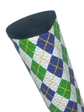 Jackputts Highlander Argyle yellow grip stands out for quick line focus.