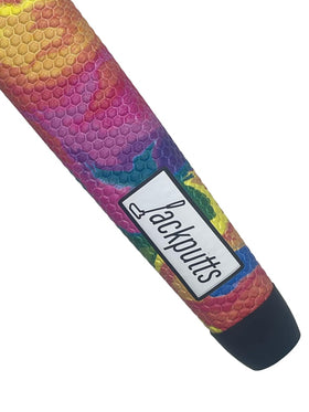 Liquid Rainbow putter grip close-up showing honeycomb texture for grip feel