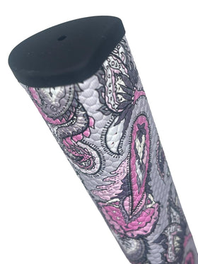 Monarch grip showcases pink, gray, purple, white colors for personal style