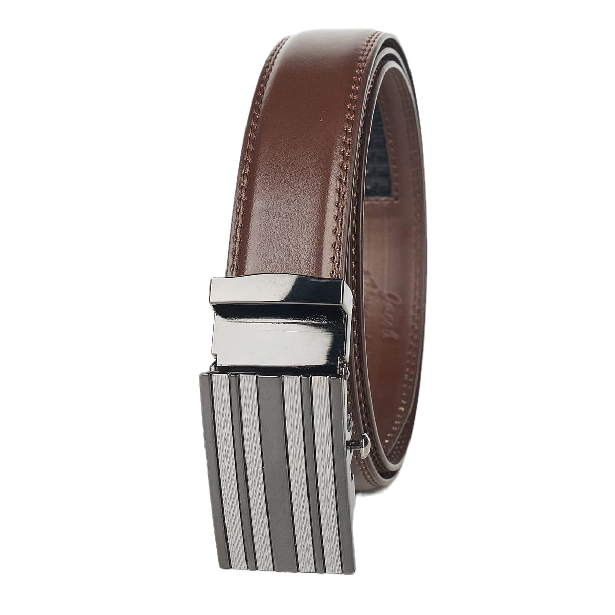Jacob Alexander belt dark brown leather surface with subtle sheen for refined everyday looks.