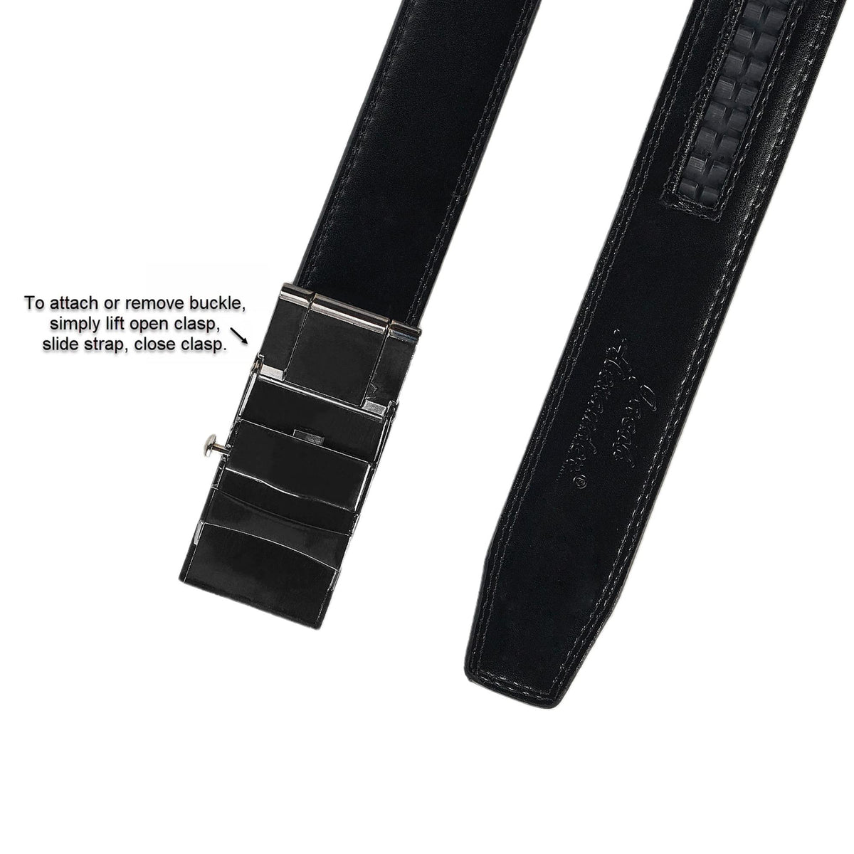 Black strap option from Jacob Alexander belt for cohesive outfits