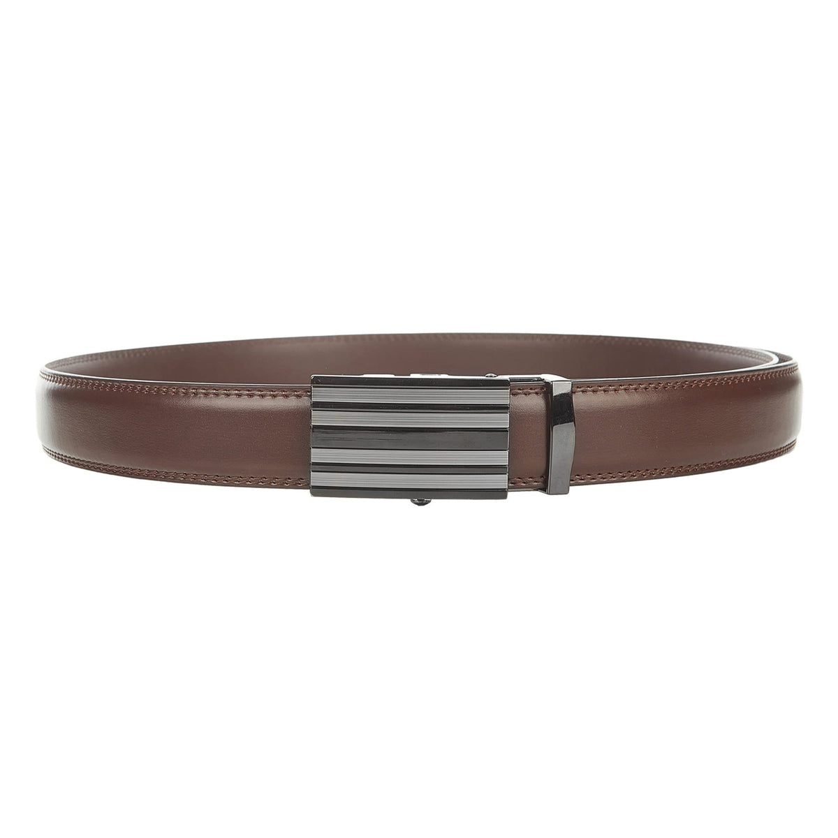 Jacob Alexander men's genuine leather belt close-up shows durable stitching and texture.