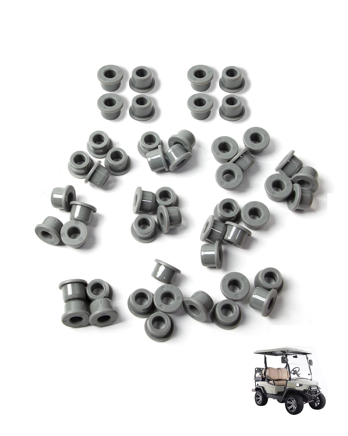 Jarosiewicz gray bushing kit packaging with durable golf cart components