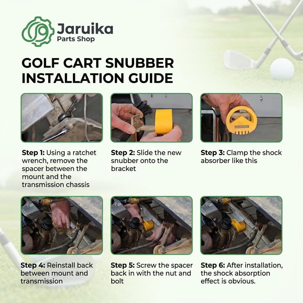 Jaruika snubber on Club Car DS installation demonstrates dampening action.