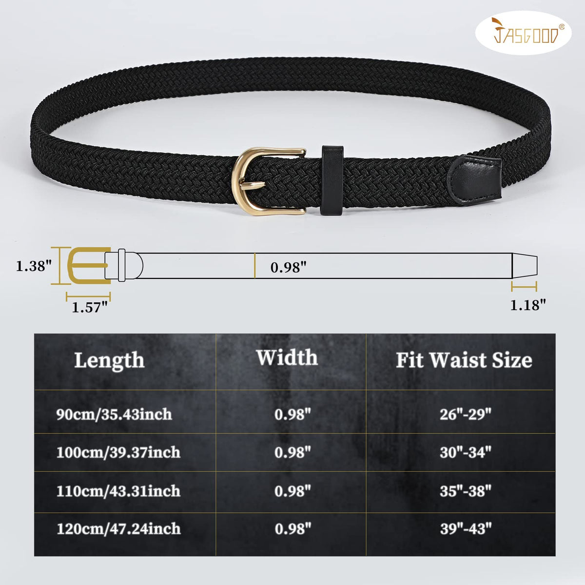JASGOOD belt styled with jeans and dresses for versatile looks.
