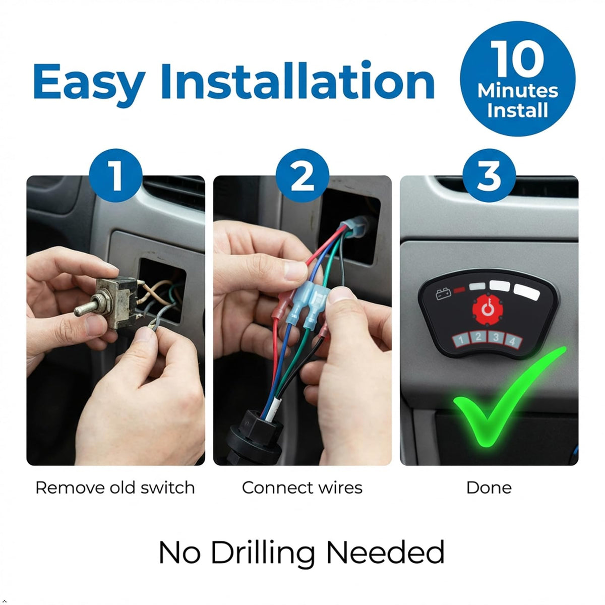 Jauarta golf cart ignition panel in action during maintenance or drives