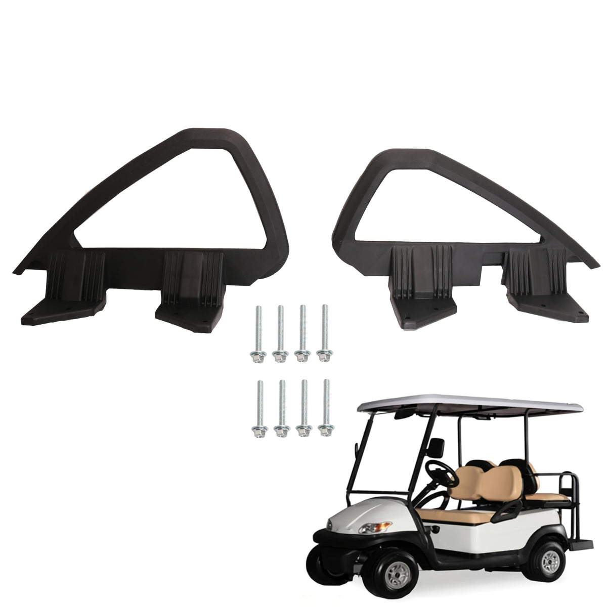 JAVOUKA left arm rest hip restraint close-up for Club Car DS showing durable ABS