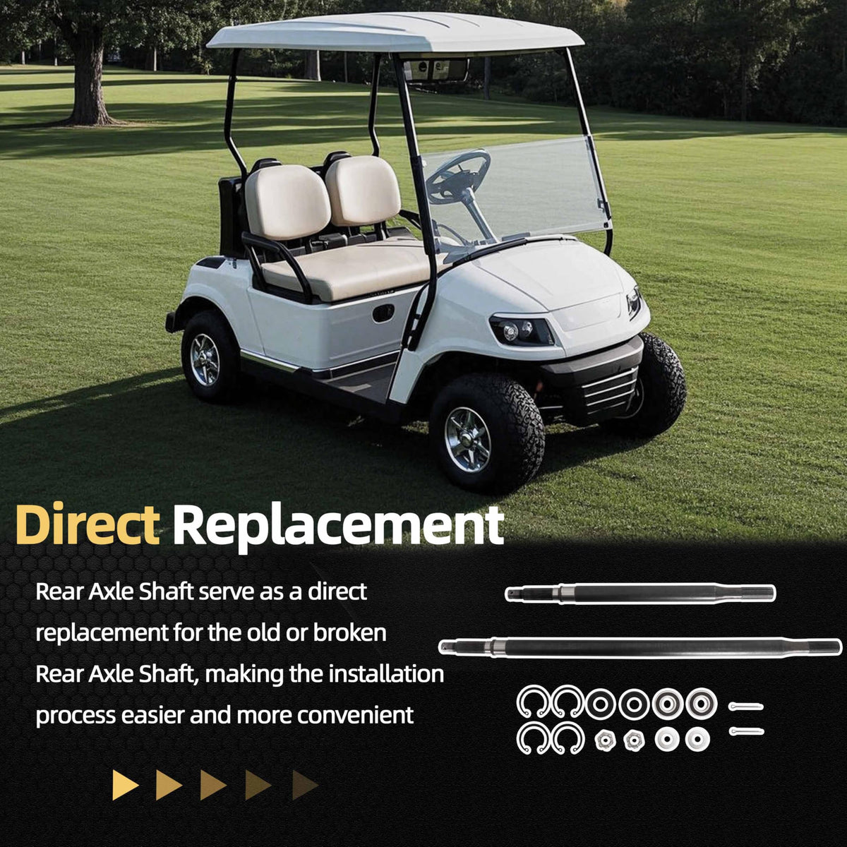 Installation-ready JAVOUKA EZGO RXV rear-axle setup image
