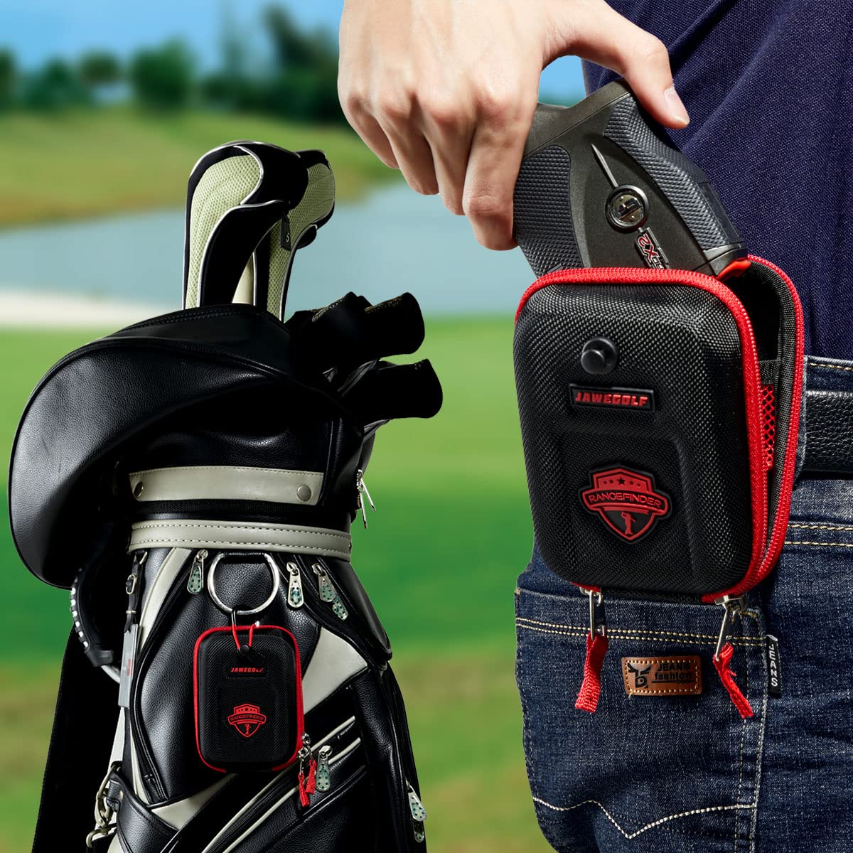 JAWEGOLF elastic strap enables quick access without zippering