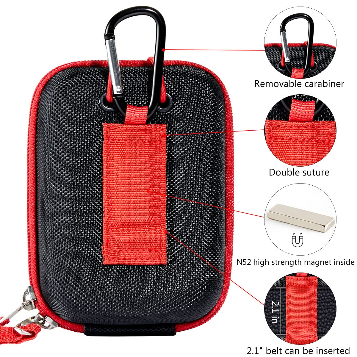 JAWEGOLF rangefinder case with carabiner and belt loop for easy access during play