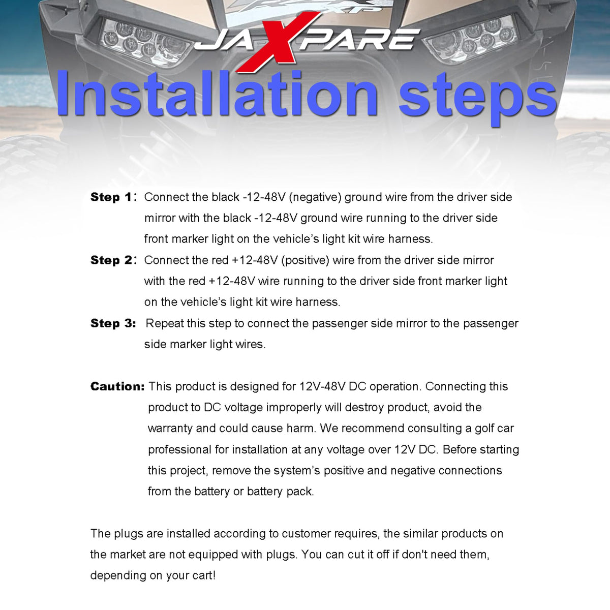 Jaxpare all-brands compatible mirror for golf carts and streets