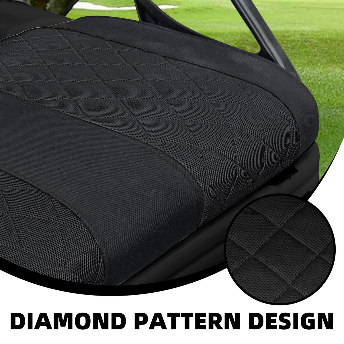 Breathable material helps keep seats cooler in sun.