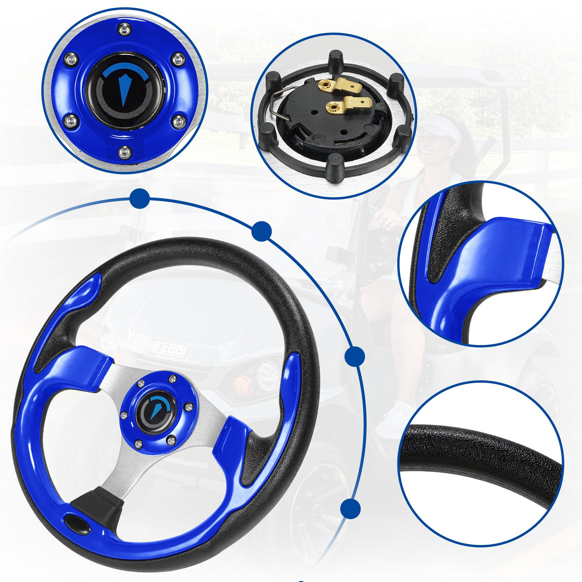 Jaxpare universal wheel fits Club Car, EZGO, Yamaha, Star Car for broad compatibility.