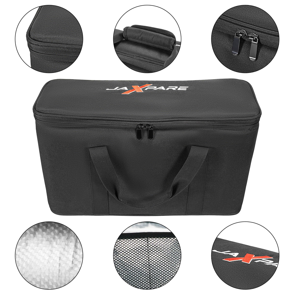Jaxpare detachable bottom reinforcement for stable full loads.