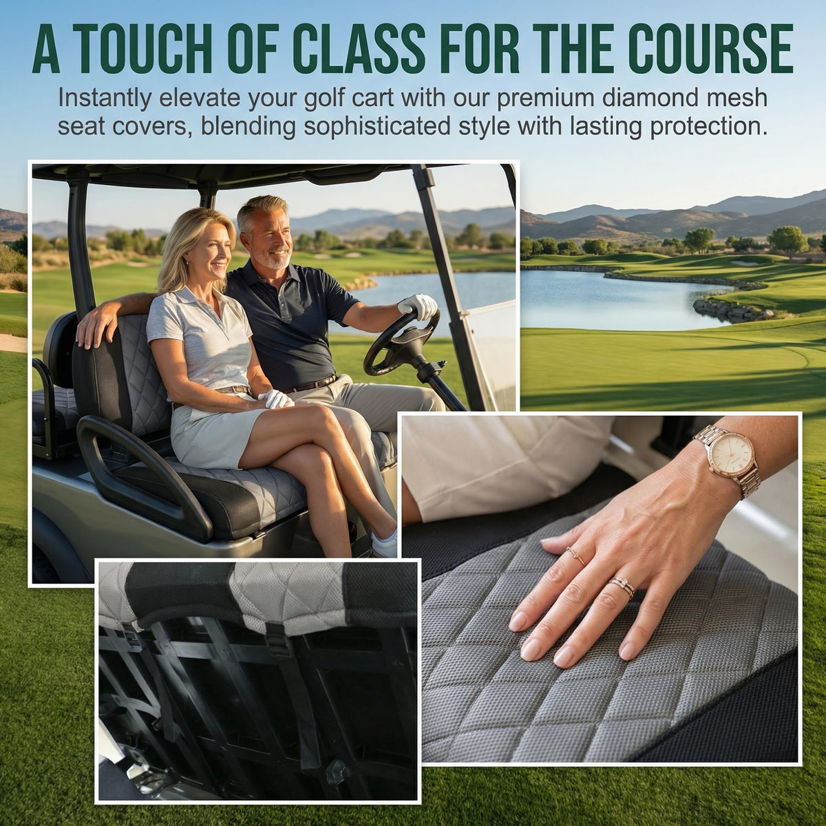 Close-up of diamond pattern on Jaxpare seat cover