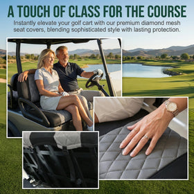 Close-up of diamond pattern on Jaxpare seat cover