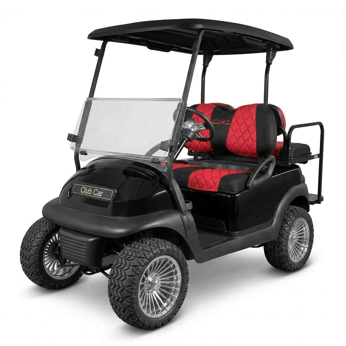 Jaxpare diamond seat cover for Club Car Precedent front seat in red, protective upgrade
