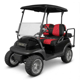 Jaxpare diamond seat cover for Club Car Precedent front seat in red, protective upgrade