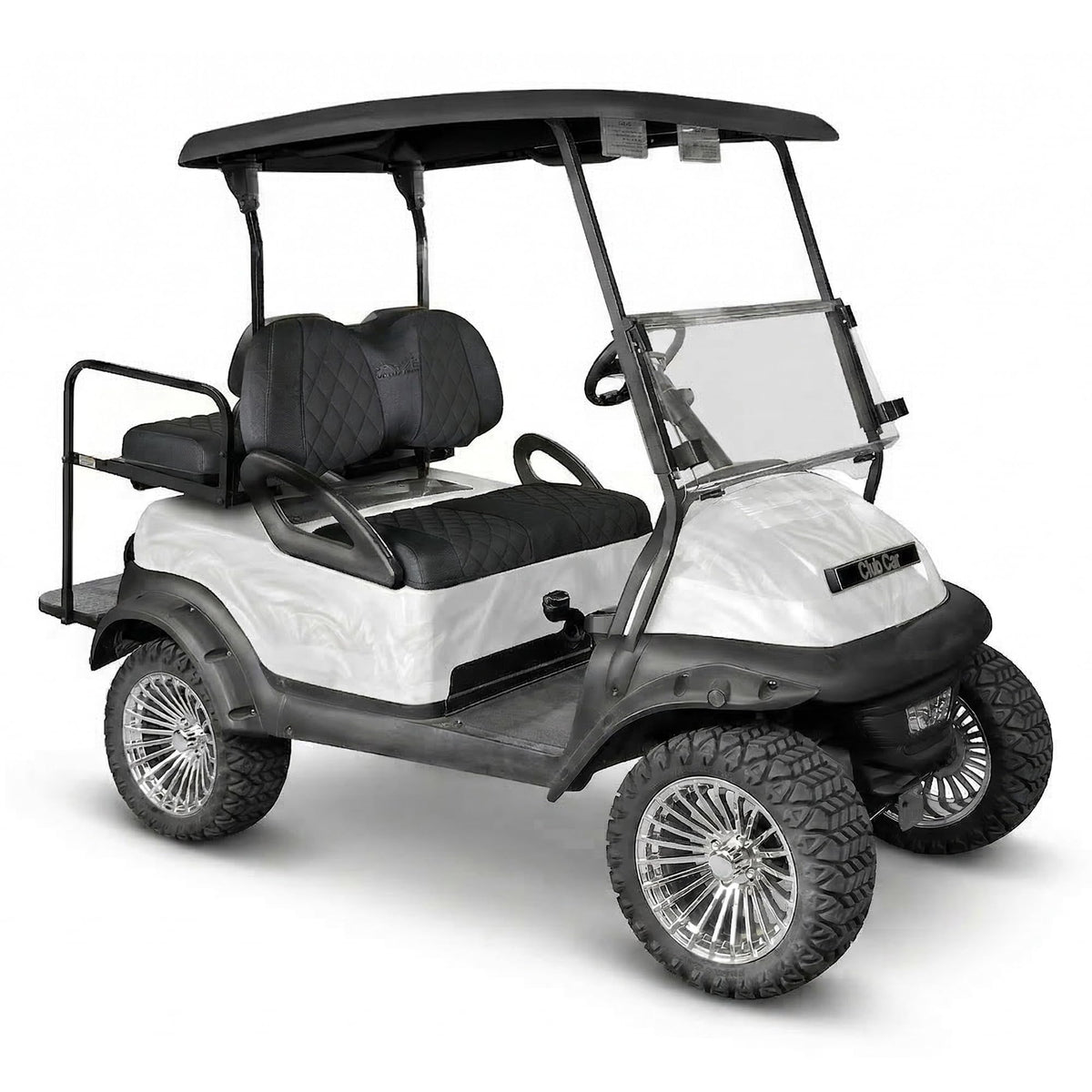 Jaxpare Diamond Seat Cover on Club Car Precedent front seat for a refreshed look.