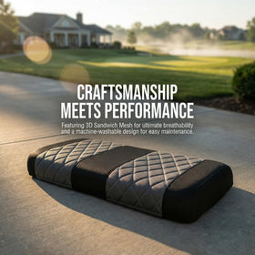 Seat cover dries quickly after rain, keeping cart ready