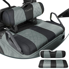 Jaxpare diamond seat cover on EZGO TXT front seat for protection and style