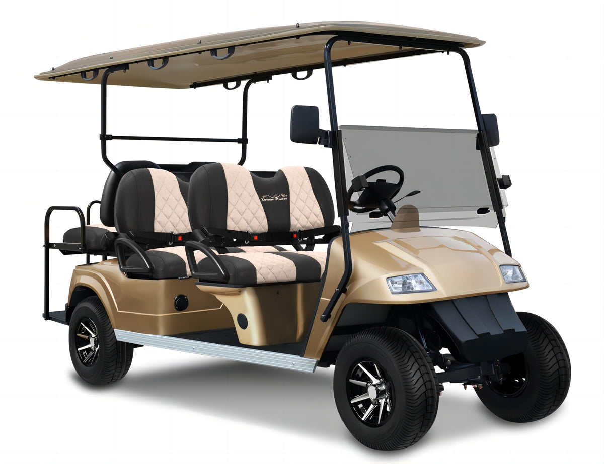 Jaxpare golf cart seats refreshed with premium sandwich material.