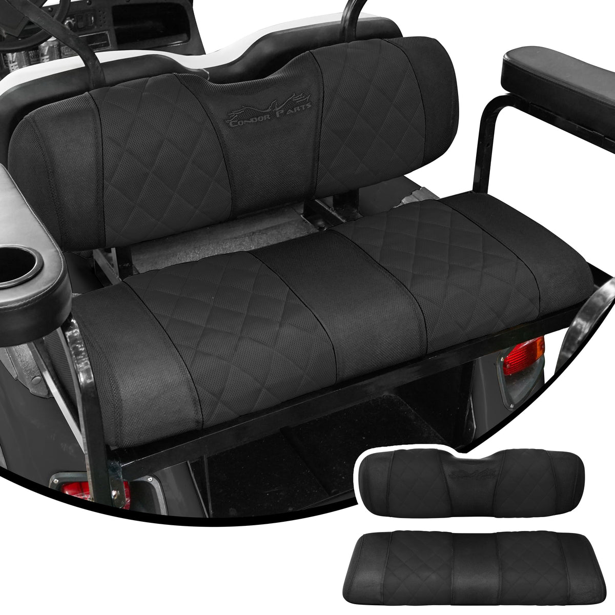 Jaxpare rear seat kit cover protects upholstery and refreshes the cart's interior.