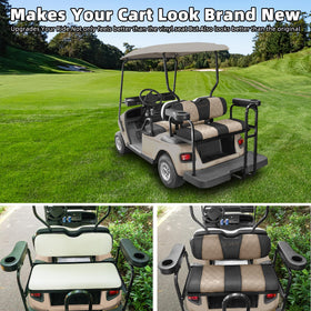 Jaxpare blue-black seat cover blends with cart accents