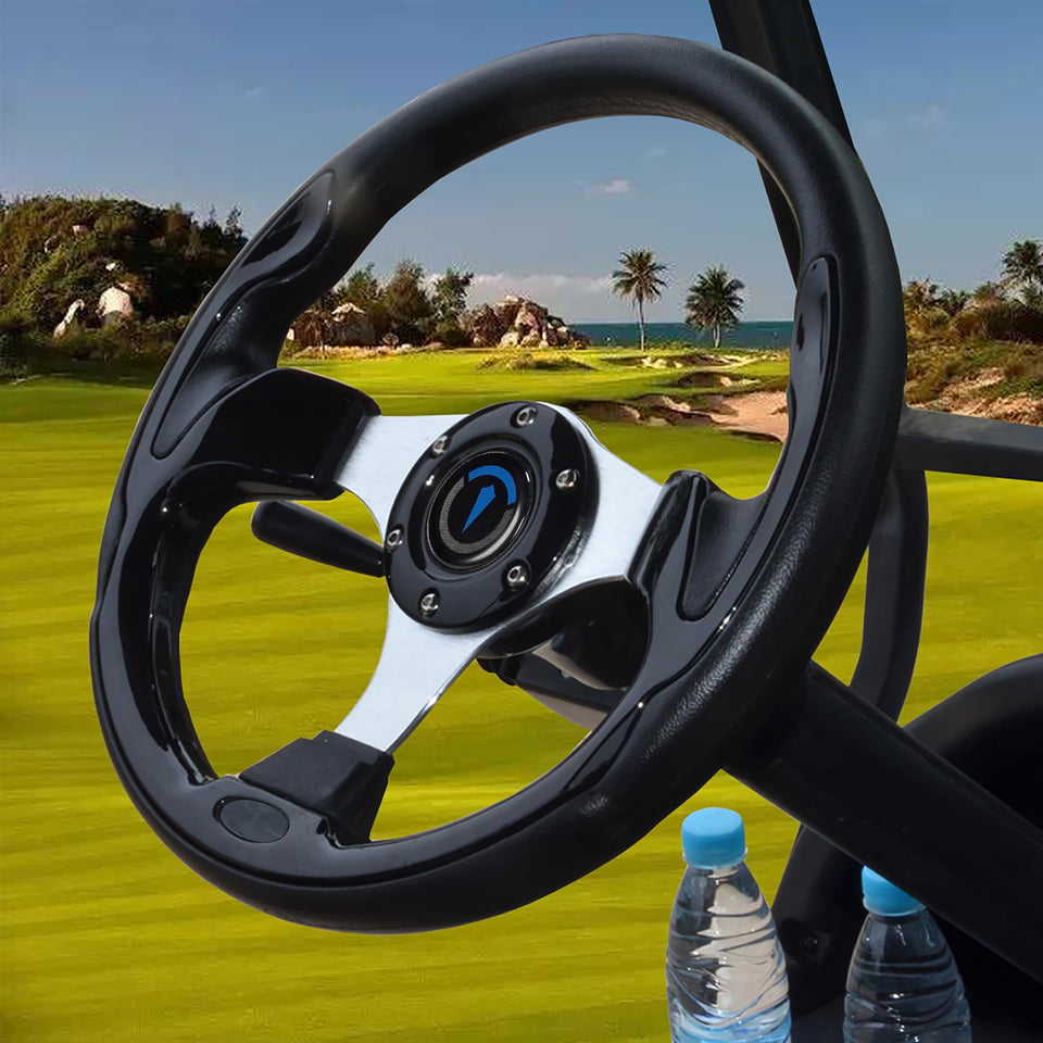 Jaxpare universal steering wheel in classic black offers a comfortable grip for longer rides.