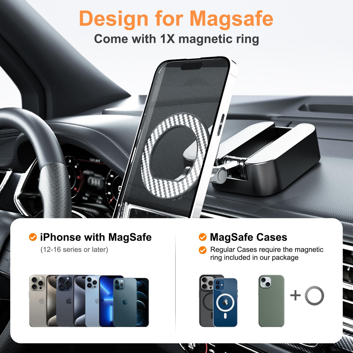 JBQCBL non-MagSafe phones use included metal ring for secure hold