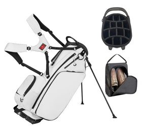 JDSZM lightweight stand bag with 14-way dividers ensures quick club access.