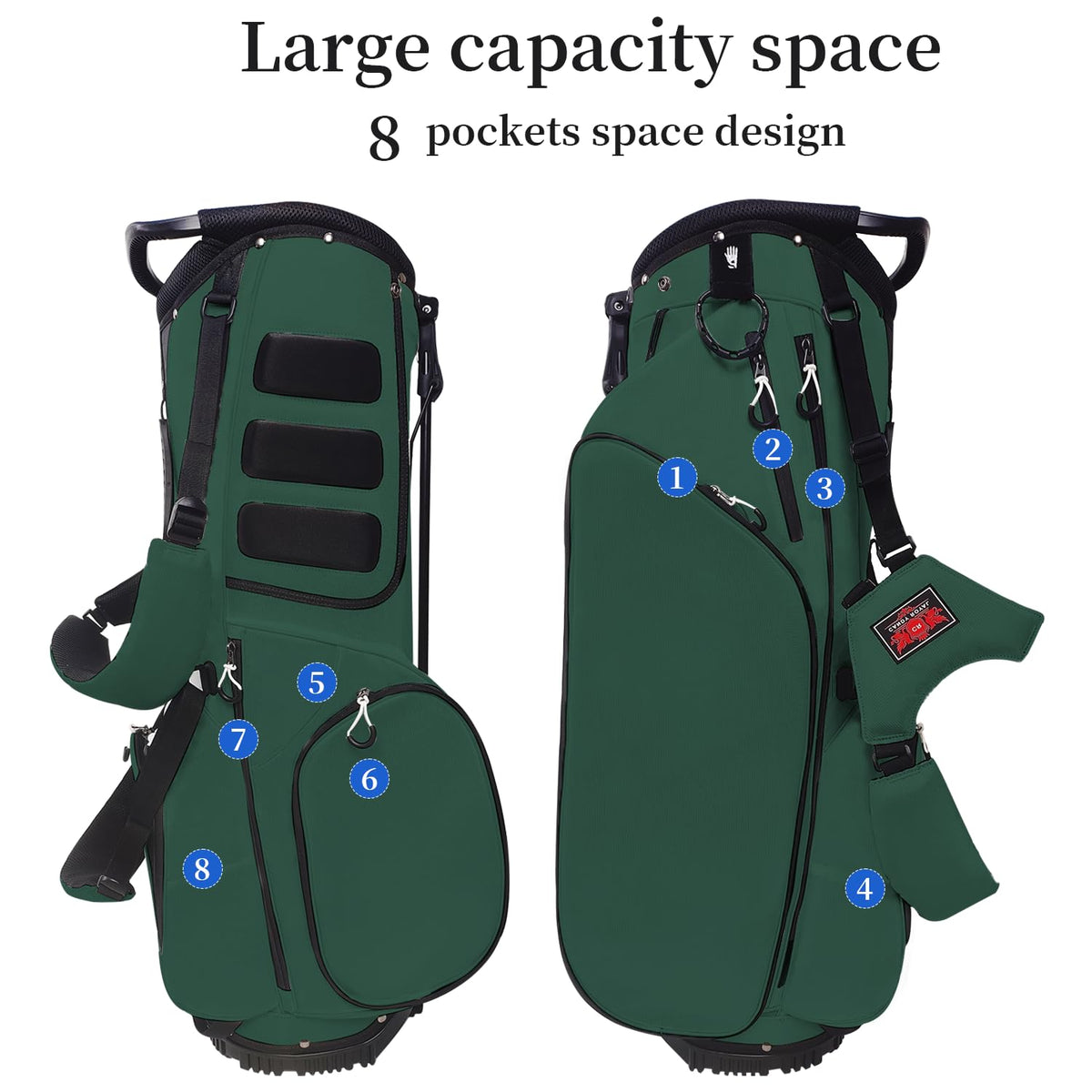 JDSZM bright green bag color enhancing visibility on the course