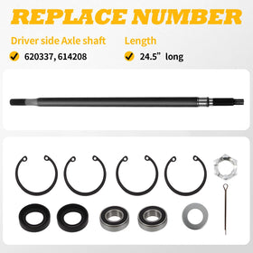Jecoupoon axle shaft contents including snap rings ready for installation.