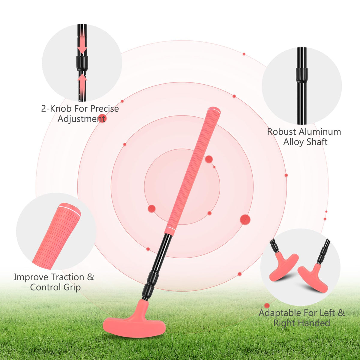Jeemeele rubber-face putter head ensures steady contact