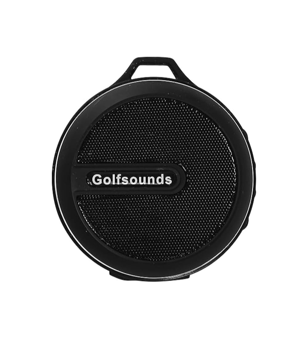 JEF World of Golf speaker with drawstring bag for portable travel and storage