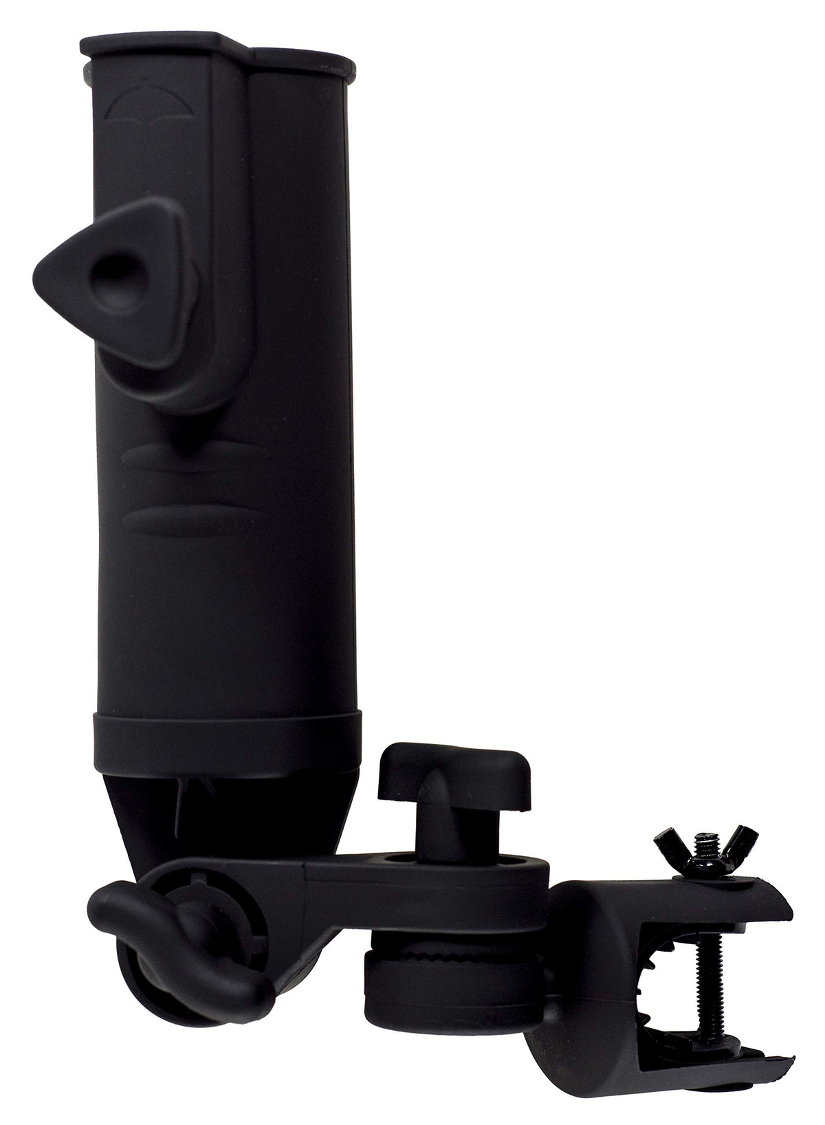 JEF World of Golf universal umbrella holder attached to a cart for secure shade.