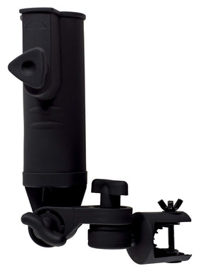 JEF World of Golf universal umbrella holder attached to a cart for secure shade.