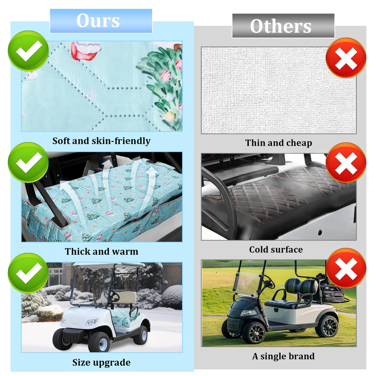 JEFBFBWE non-slip bottom dots ensure secure fit on golf cart seats.