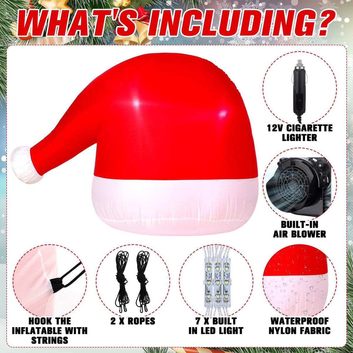 JellyArch LED lights illuminate Santa hat for nighttime visibility