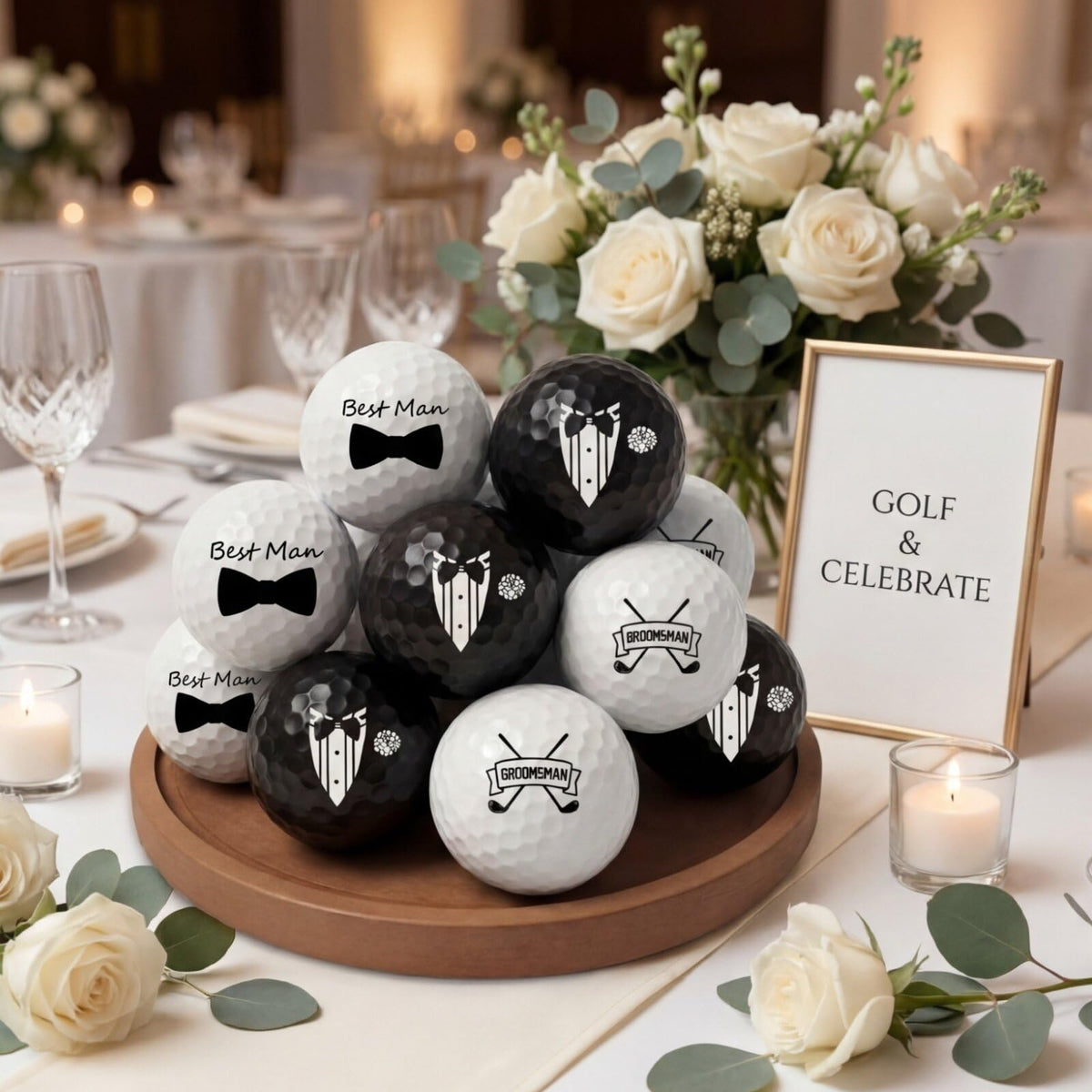 Jenaai bridegroom golf ball set for wedding-themed play.