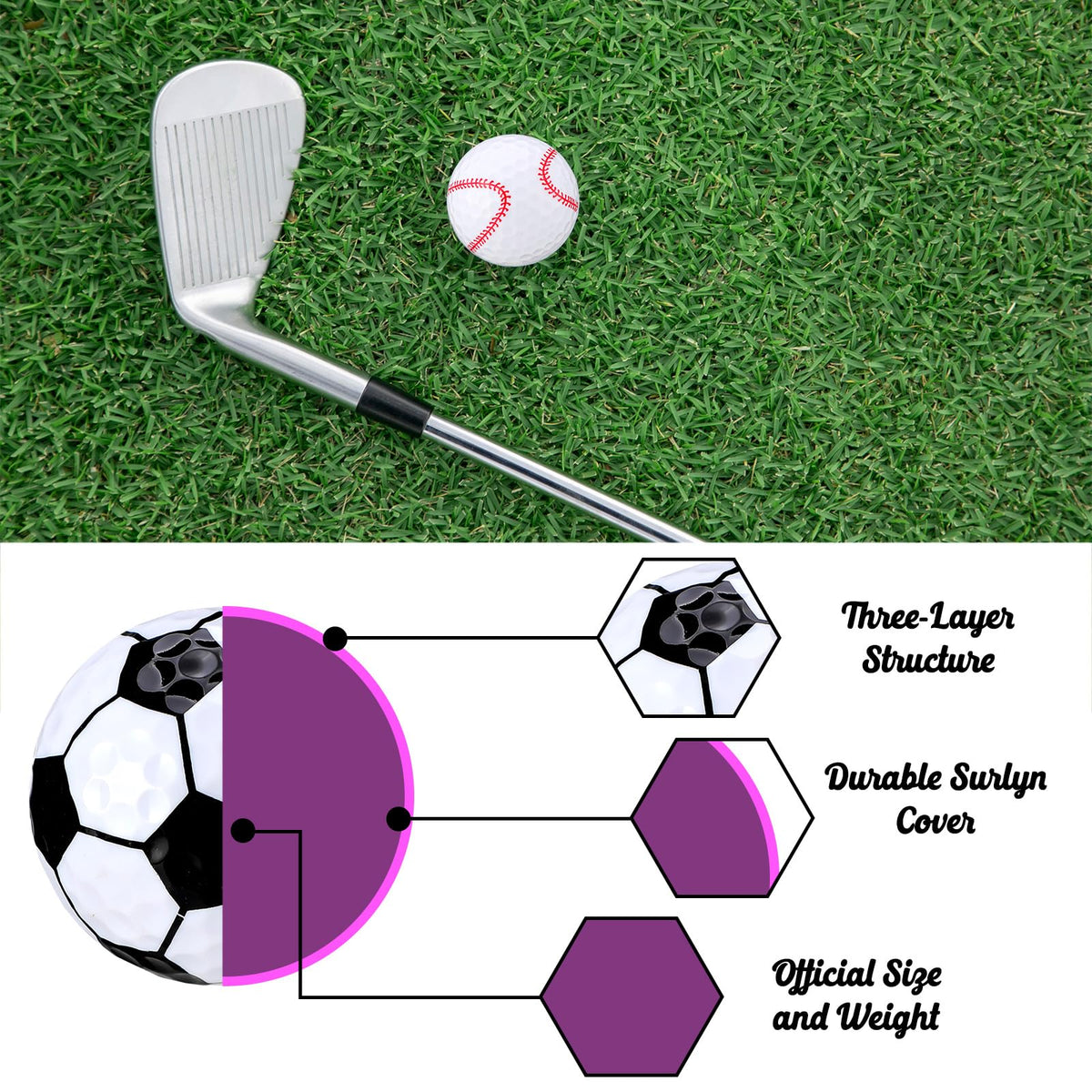 Jenaai durable synthetic rubber golf balls shown for long-lasting use.