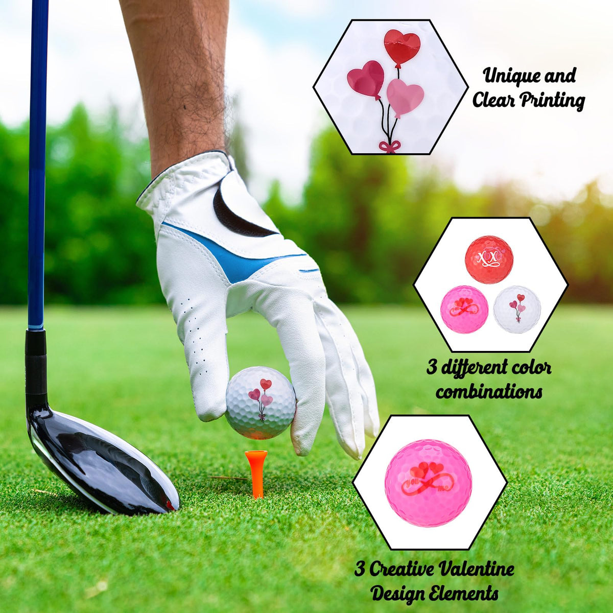 Jenaai Valentine design golf ball gift idea