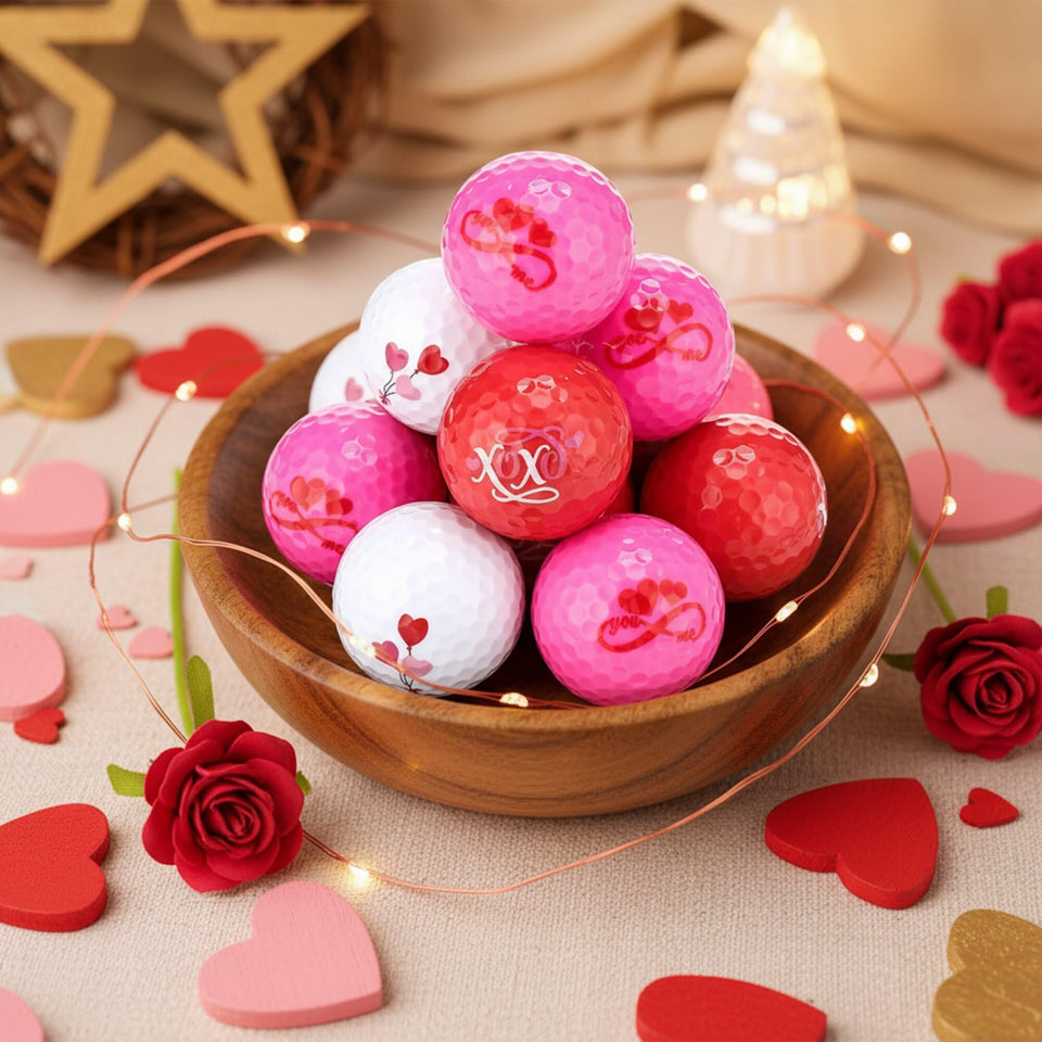 Jenaai white golf ball with word design for Valentine’s Day gifts and practice