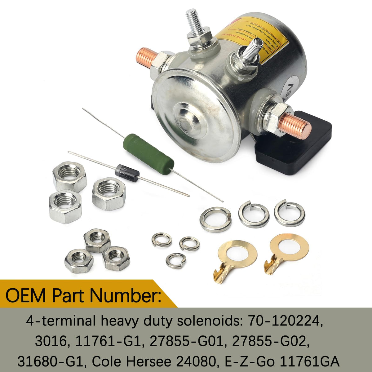Jepacr solenoid with flat mounting bracket for Ezgo TXT compatibility.