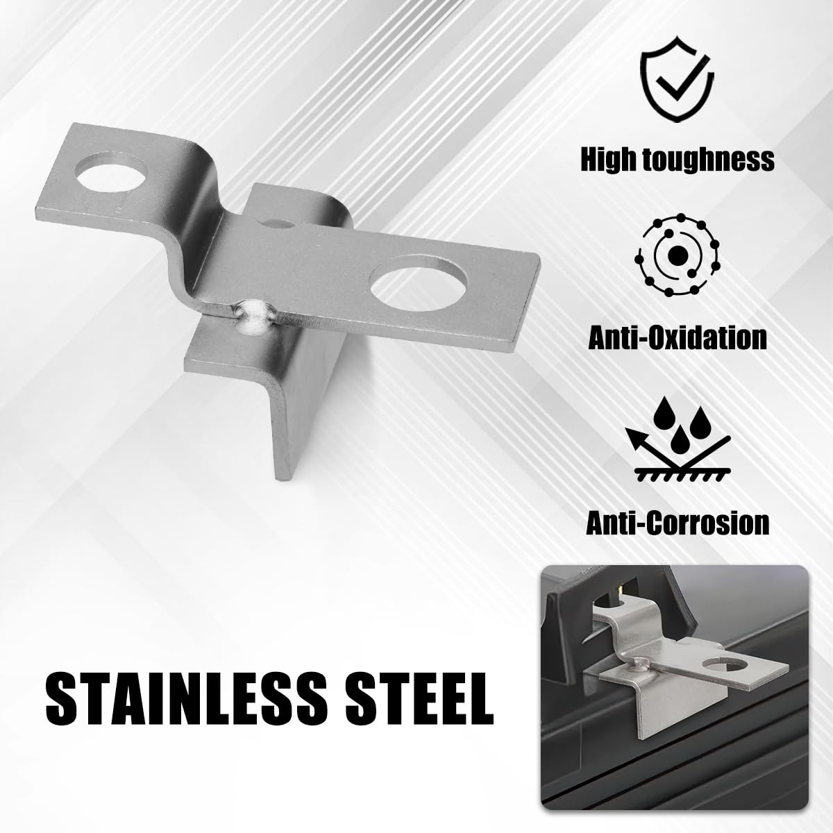 Jerbor hold-down bracket for golf carts stabilizes GC2 batteries on rough terrain.