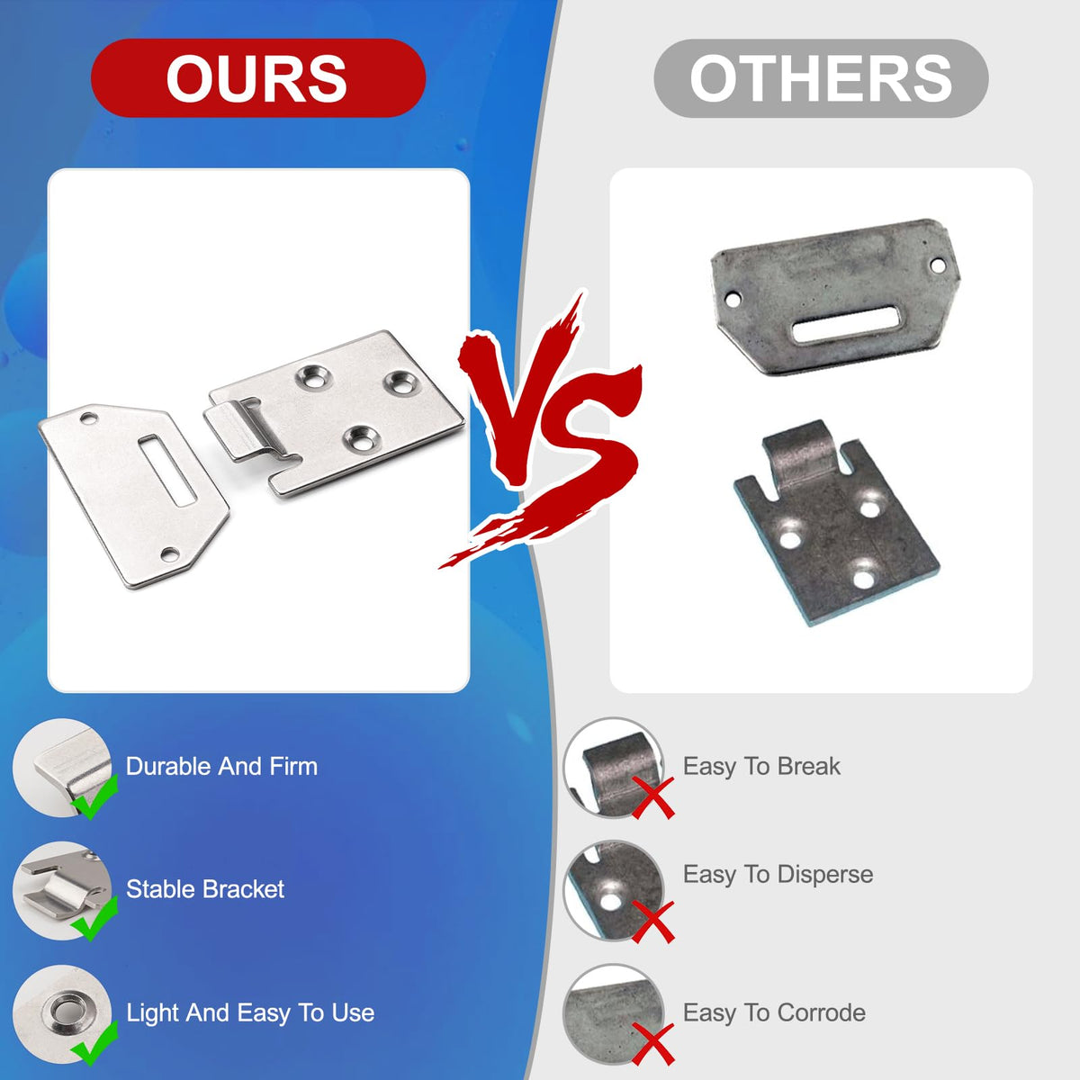 Two hinge plates for Jerbor hinge kit provide sturdy support