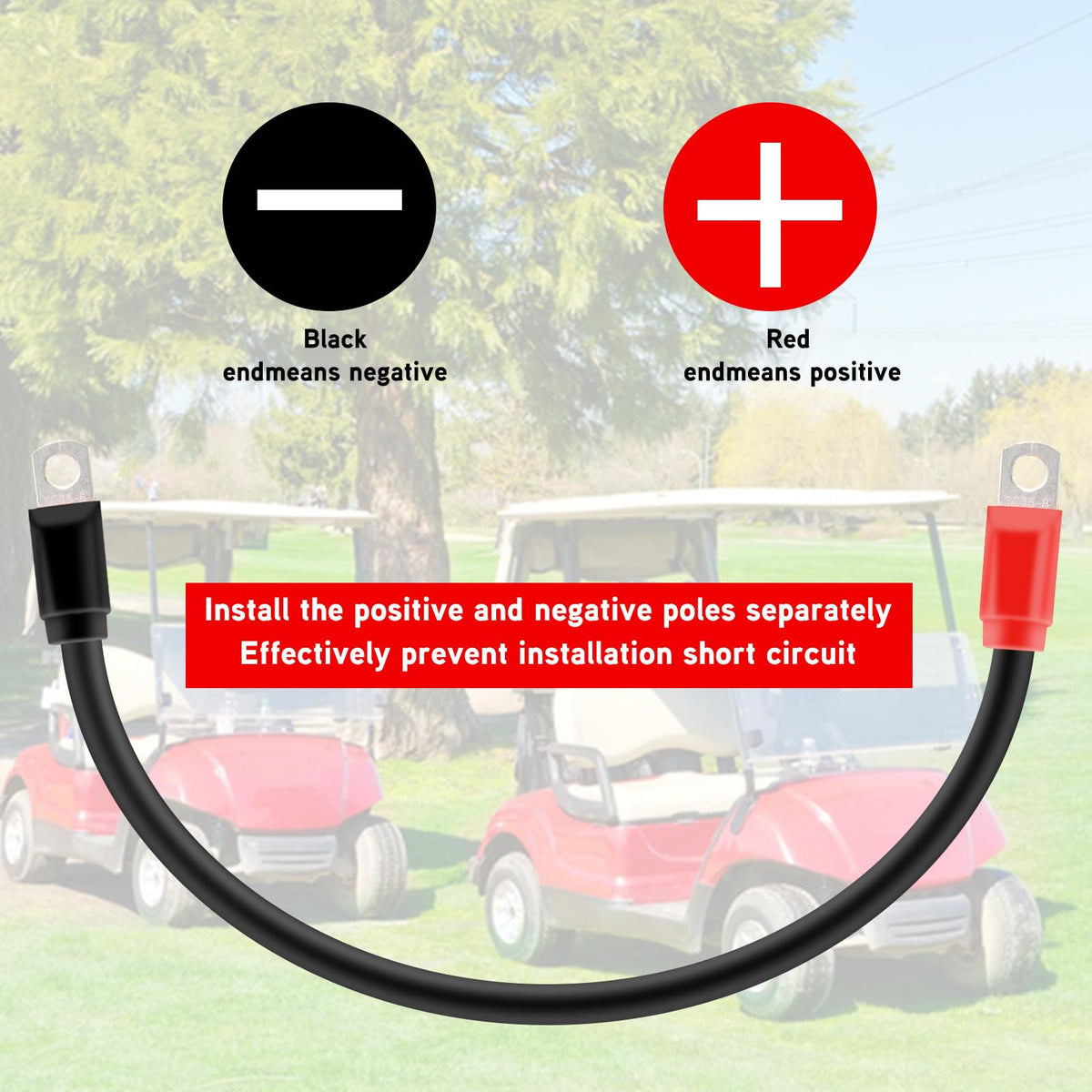JESTMOTOR golf cart cables 25-inch red for clear polarity and safety
