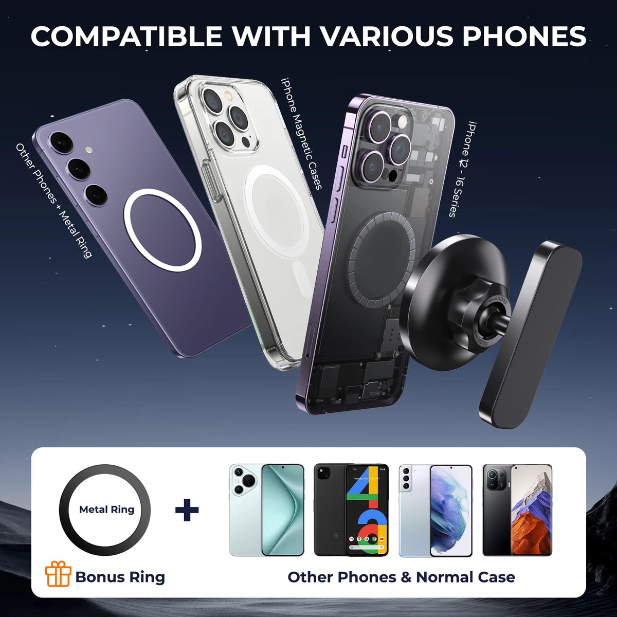 JFCHSK includes metal iron ring for non-magnet cases