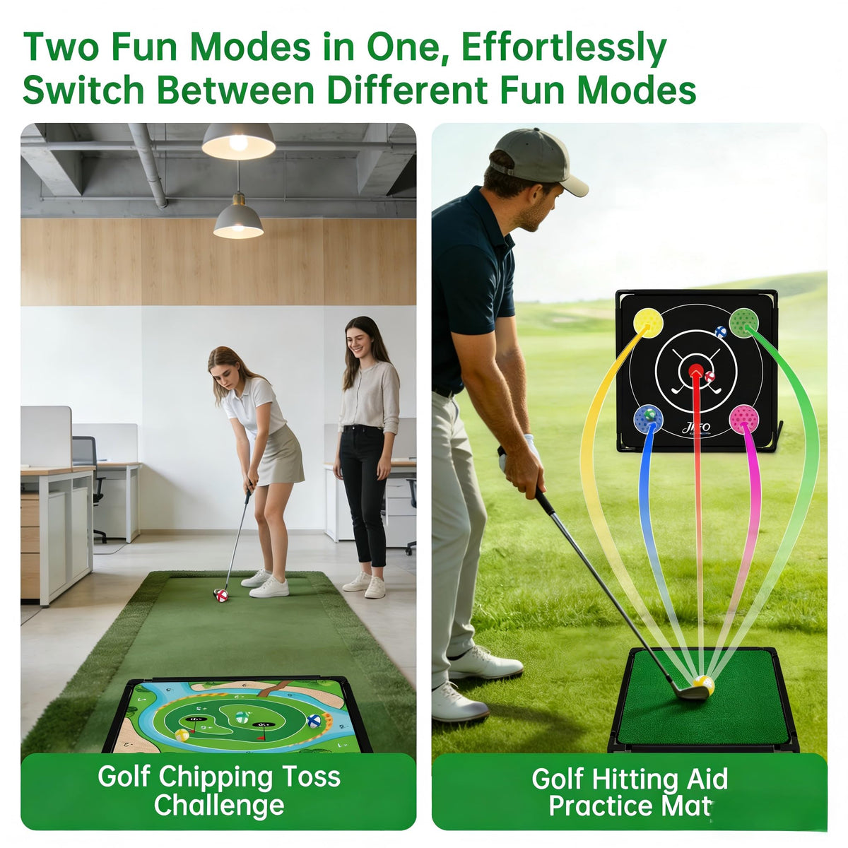 JIIFO Golf Chipping Set with 30 sticky balls for tactile target feedback.